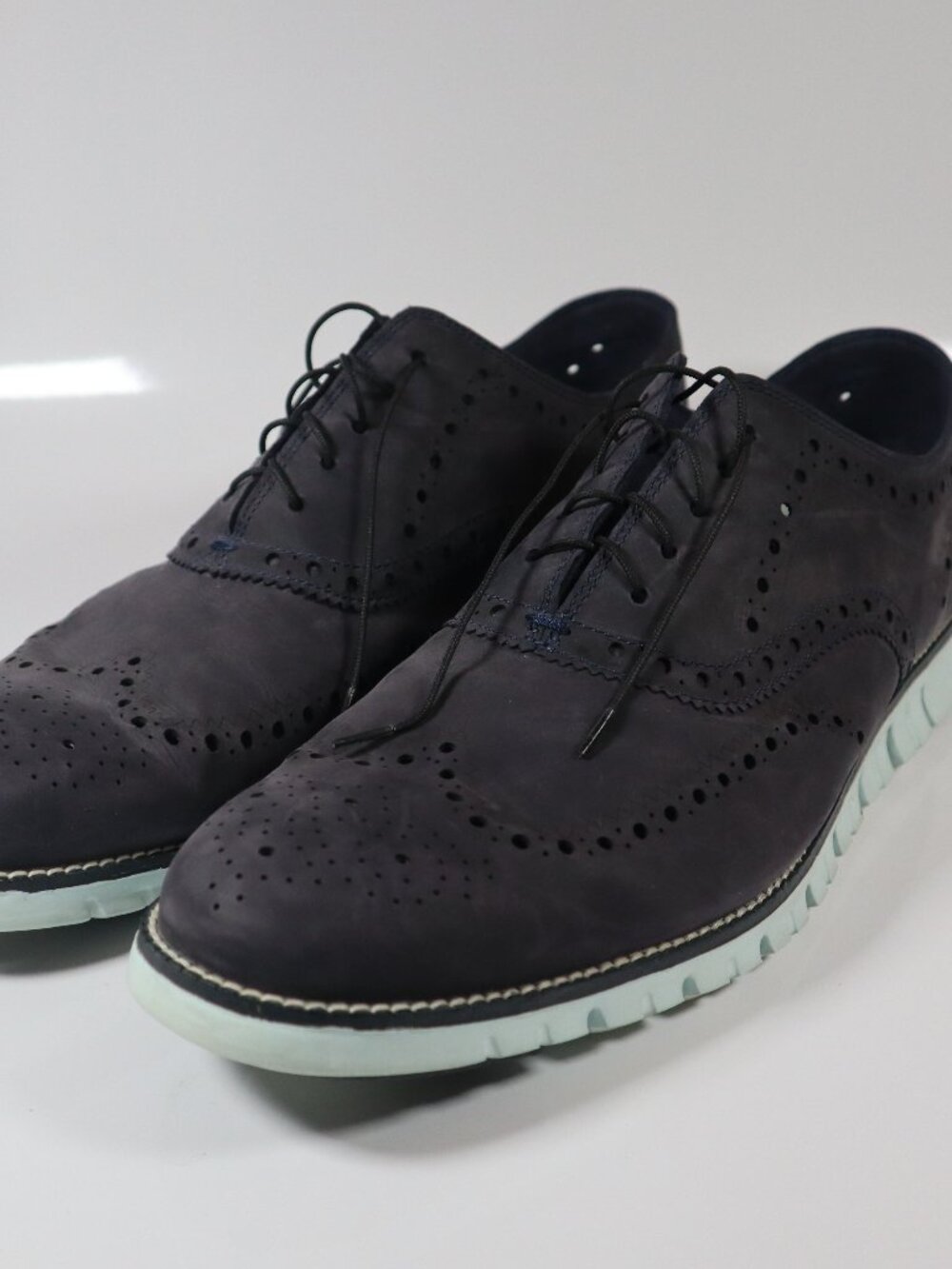 Cole Haan Zerogrand Wingtip Oxford Shoes C25007 Leather Gray Mens Size 13 M